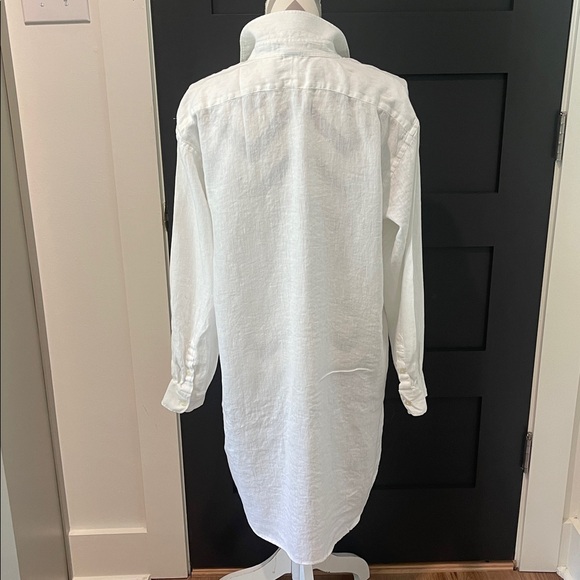 Ralph Lauren White Linen Quiet Luxury Shirt Dress Cover Up Size L - Picture 6 of 7